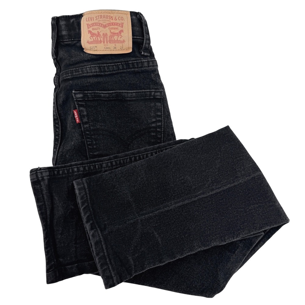 Levi's 511 Slim Fit Jeans Kids Size 12 Reg Black Good Adjustable Waist Denim